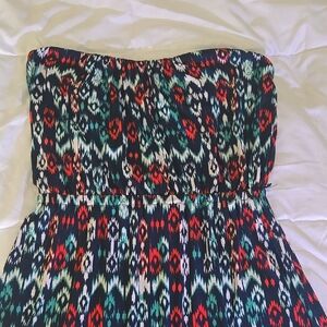 Strapless Multicolor Patterned Dress